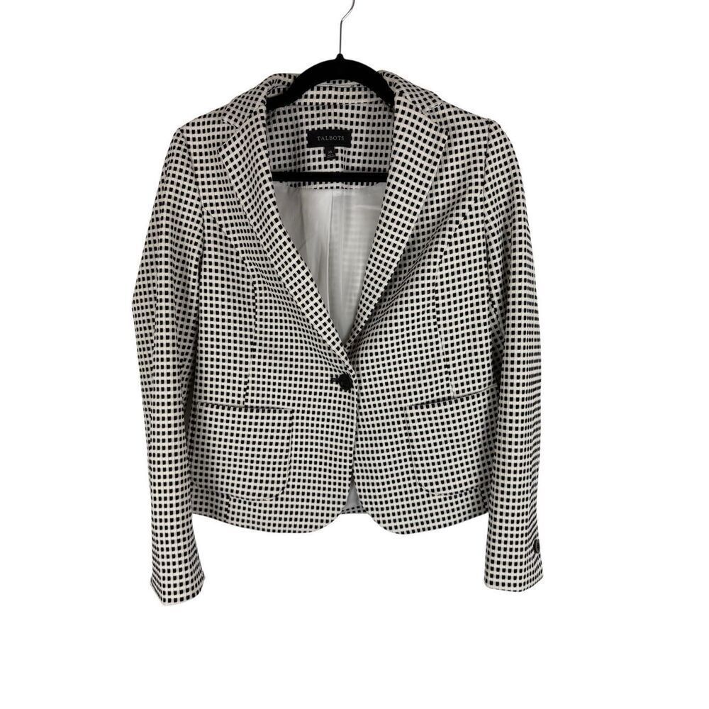 Talbots black and white checkered blazer- size xs